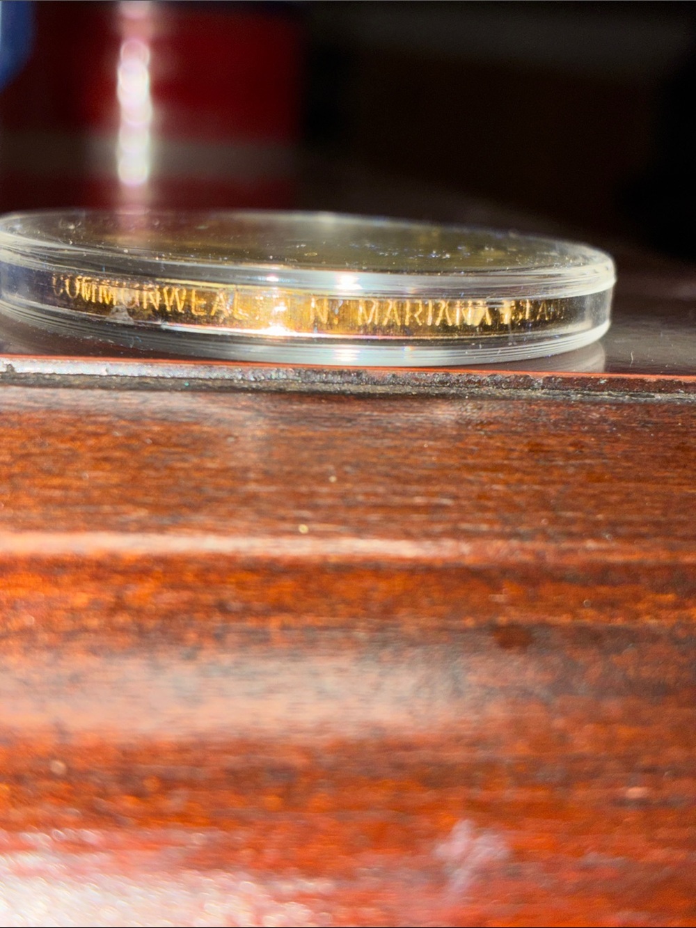 Gold Tone Commemorative Eagle Coin in Blue Display Case - Picture 6 of 8